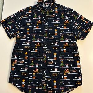 Navy Denim and Flower 
Men’s Christmas Shirt
Size Large - Fits like Medium 
NWOT